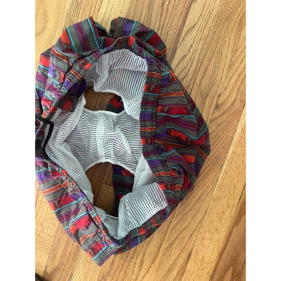 Vtg 80 90's Pacific Scene Men Wild TRIBAL Geometric Swim Shorts Purple Trunks L - Picture 7 of 7